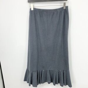 Iridium Women Size Medium Skirt Long Midi Pull On Black Gray Stripe Cotton Blend